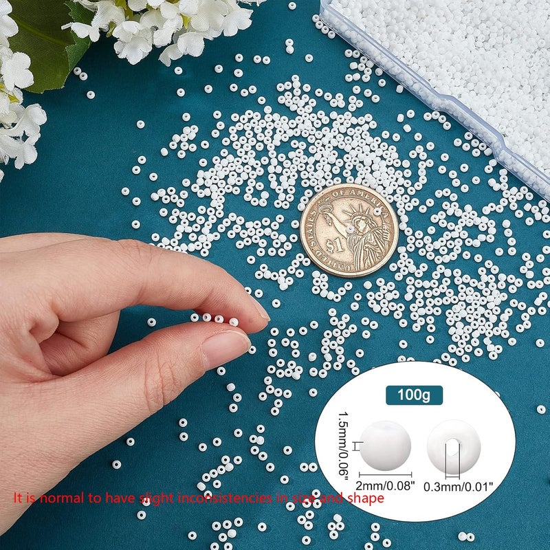 PH PandaHall PandaHall Elite 6000 Pcs 11/0 Glass Seed Beads Opaque White Round Pony Bead Waist Beads Mini Spacer Beads Diameter 2mm for Bracelet Jewelry Making - Image 2